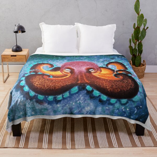 Item preview, Vivid Orange Deep Sea Octopus Textured Oil Painting Art designed and sold by ImpastoWild.