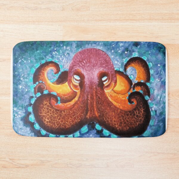 Item preview, Vivid Orange Deep Sea Octopus Textured Oil Painting Art designed and sold by ImpastoWild.