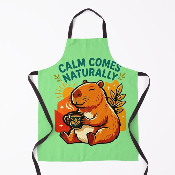 Item preview, Calm Comes Naturally – Cozy Capybara Coffee Retro Illustration designed and sold by Andreza NativeHue Oficial.
