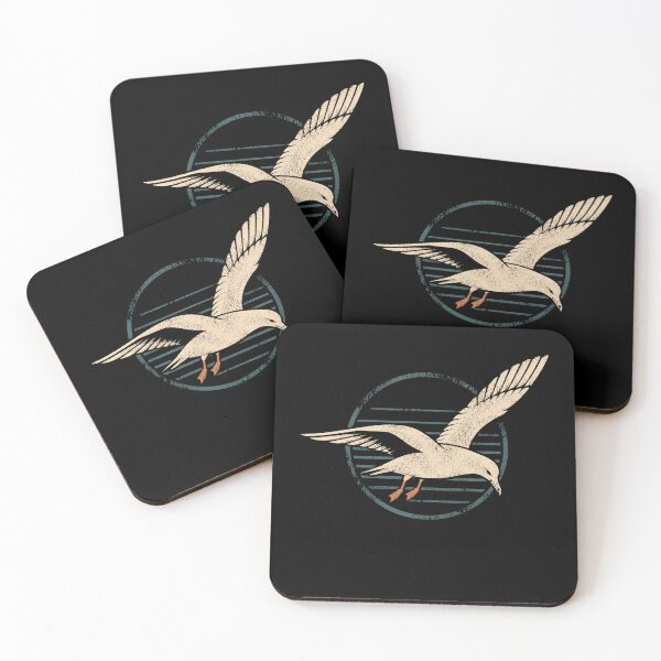Item preview, Vintage Soaring Seagull Silhouette Retro Coastal Bird designed and sold by Moizento.