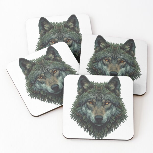 Item preview, Intense Eyes Wolf Head Made of Forest Ferns designed and sold by Printerraworks.