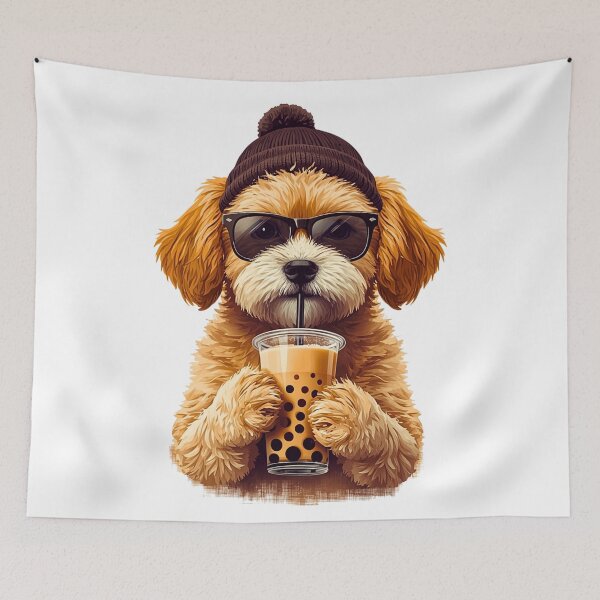 Item preview, Hipster Morkipoo Drinking Boba Tea | Cute Beanie Dog Lover Design designed and sold by Fredster1966.