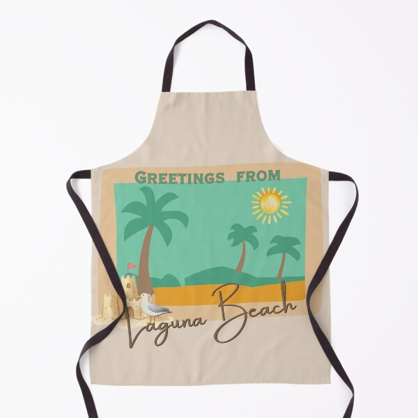 Item preview, Greetings from Laguna Beach - Retro Postcard Sunny Palm Trees Sandcastle Seagull Design designed and sold by DonnaRaine.