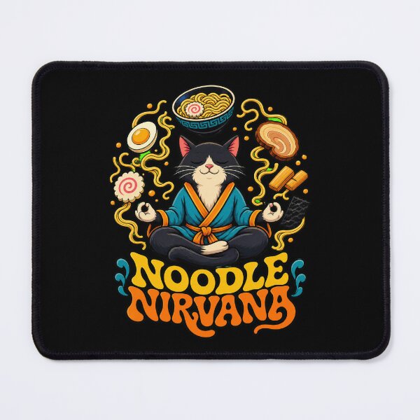 Item preview, cat eating ramen Title: Zen Cat Meditating Ramen | Funny Noodle Nirvana | Cat Lover T-Shirt designed and sold by Uglyandcute.