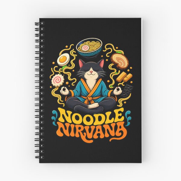Item preview, cat eating ramen Title: Zen Cat Meditating Ramen | Funny Noodle Nirvana | Cat Lover T-Shirt designed and sold by Uglyandcute.