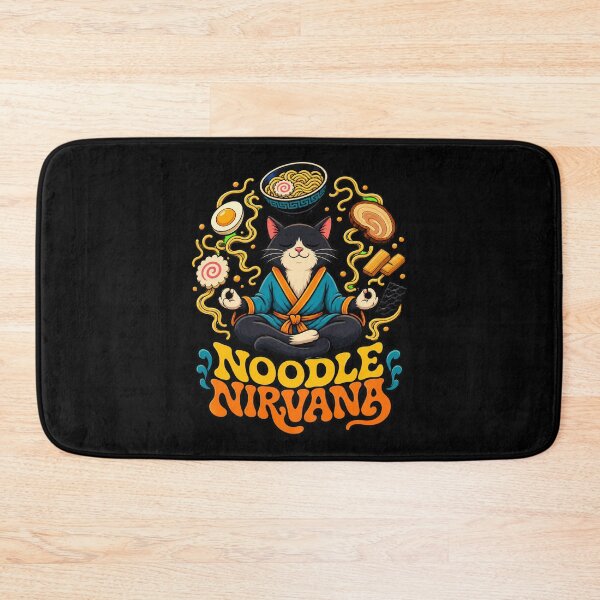 Item preview, cat eating ramen Title: Zen Cat Meditating Ramen | Funny Noodle Nirvana | Cat Lover T-Shirt designed and sold by Uglyandcute.