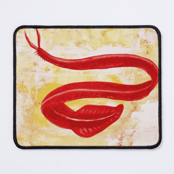 Item preview, Abstract Red Sea Serpent Ribbon Painting On Yellow Textured Canvas designed and sold by ImpastoWild.