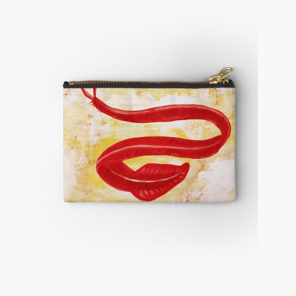 Item preview, Abstract Red Sea Serpent Ribbon Painting On Yellow Textured Canvas designed and sold by ImpastoWild.