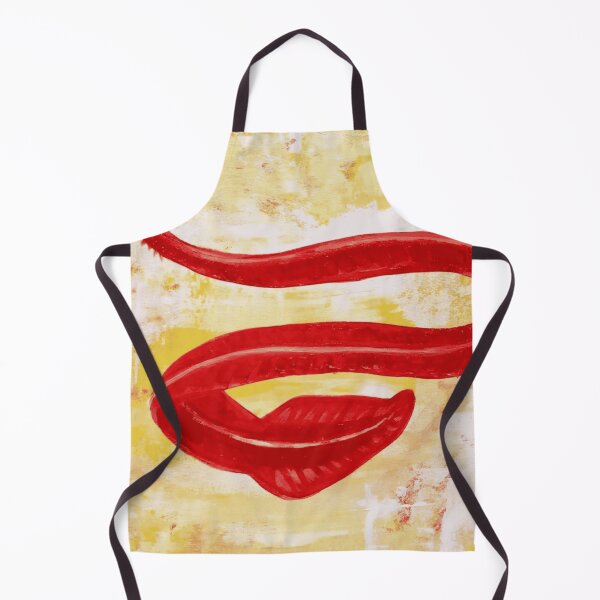 Item preview, Abstract Red Sea Serpent Ribbon Painting On Yellow Textured Canvas designed and sold by ImpastoWild.