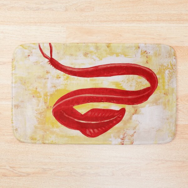 Item preview, Abstract Red Sea Serpent Ribbon Painting On Yellow Textured Canvas designed and sold by ImpastoWild.