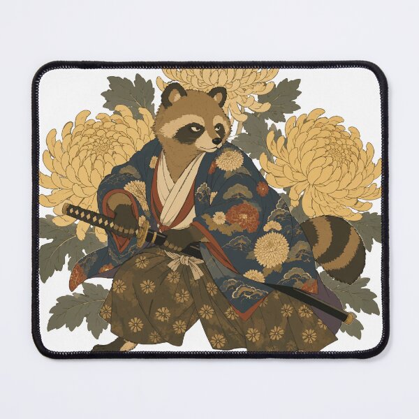 Item preview, Tanuki Samurai - Japanese Raccoon Dog Warrior with Katana designed and sold by medicalkinoko.