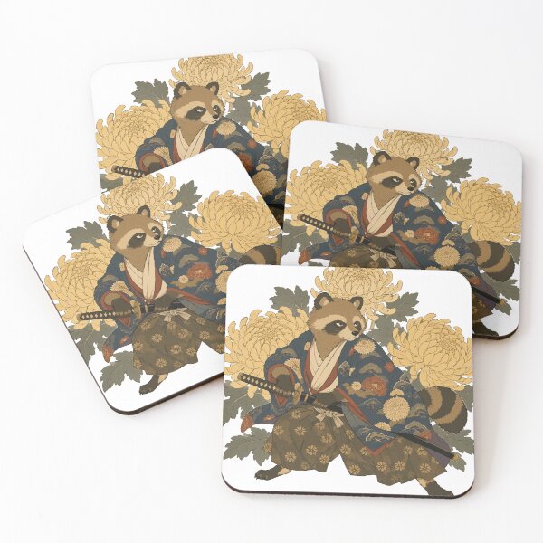 Item preview, Tanuki Samurai - Japanese Raccoon Dog Warrior with Katana designed and sold by medicalkinoko.