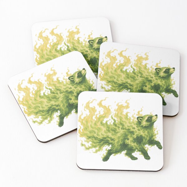 Item preview, Green Flame Tanuki - Mystical Japanese Yokai Spirit designed and sold by medicalkinoko.