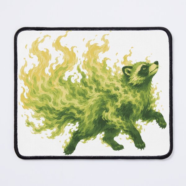 Item preview, Green Flame Tanuki - Mystical Japanese Yokai Spirit designed and sold by medicalkinoko.