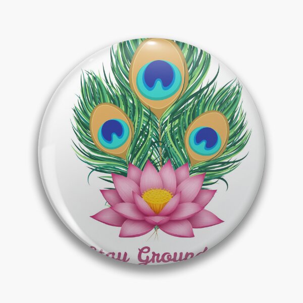 Item preview, Stay Grounded Lotus and Peacock Feather Art. designed and sold by Jyoti-Quotes.