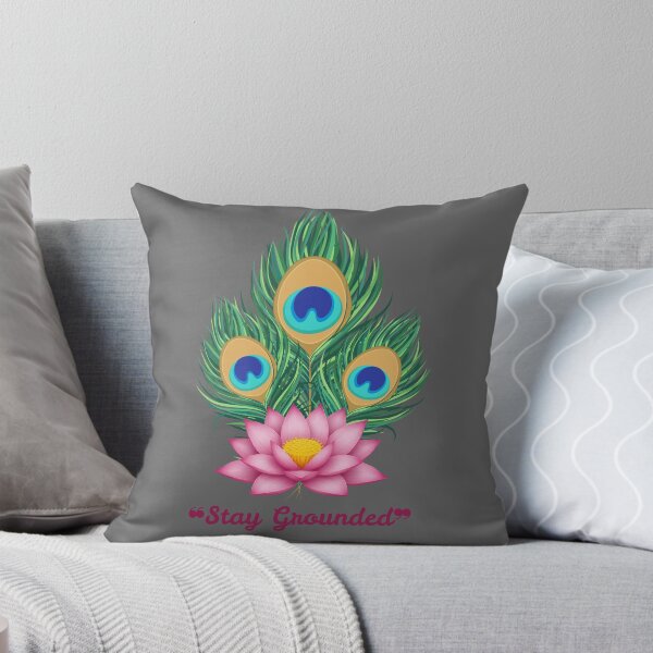 Item preview, Stay Grounded Lotus and Peacock Feather Art. designed and sold by Jyoti-Quotes.