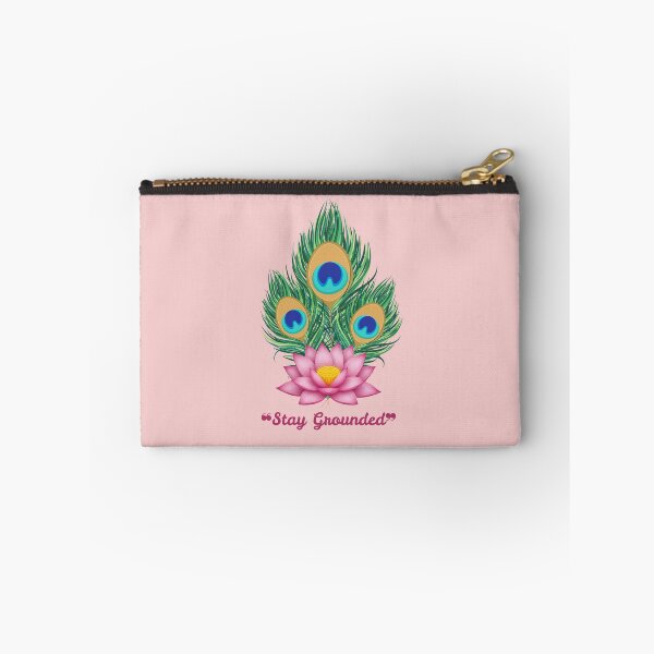 Item preview, Stay Grounded Lotus and Peacock Feather Art. designed and sold by Jyoti-Quotes.