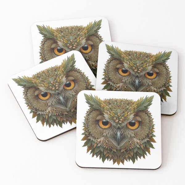 Item preview, Leaf Owl – Owl head made of forest leaves designed and sold by Printerraworks.