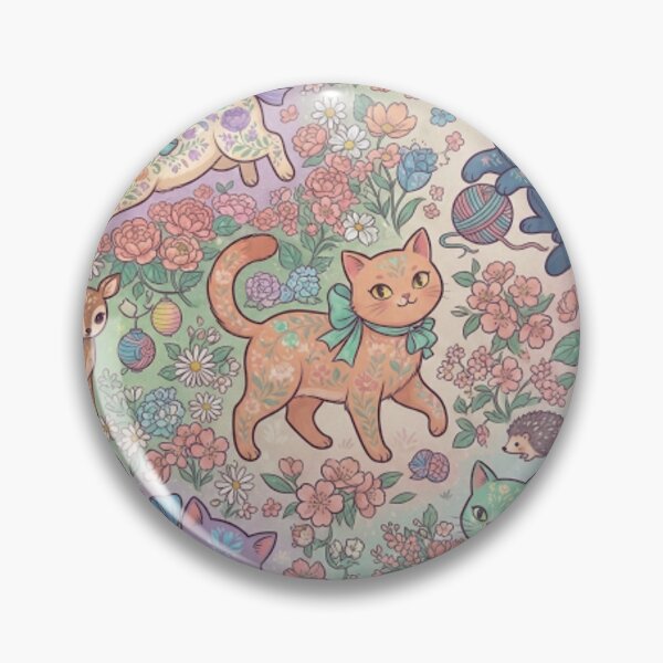 Item preview, Cute Fantasy Cats Floral Garden Seamless Pattern designed and sold by Iampoji.