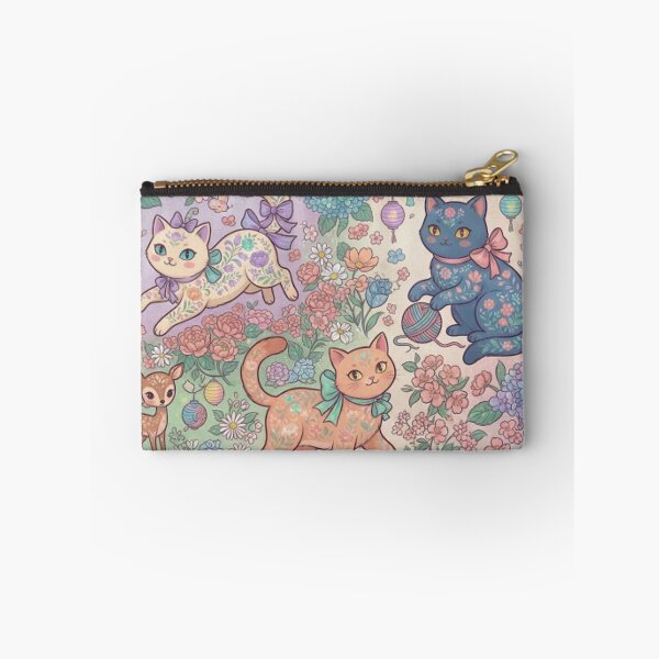 Item preview, Cute Fantasy Cats Floral Garden Seamless Pattern designed and sold by Iampoji.
