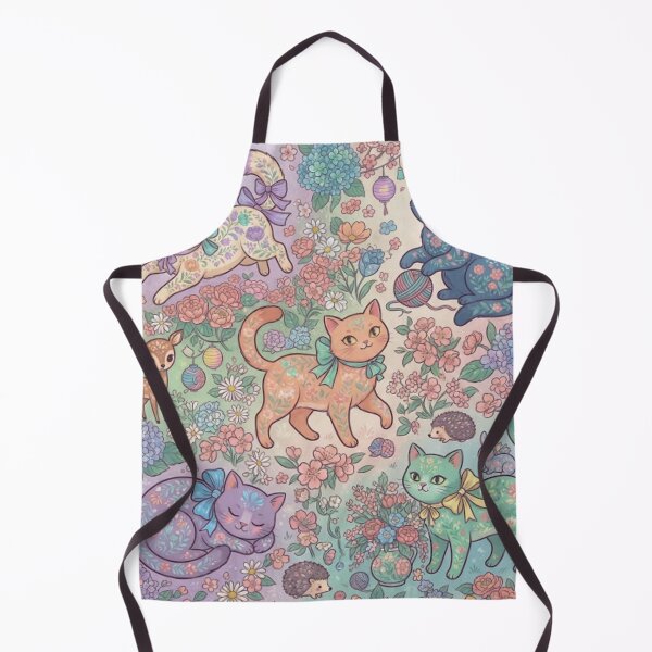 Item preview, Cute Fantasy Cats Floral Garden Seamless Pattern designed and sold by Iampoji.