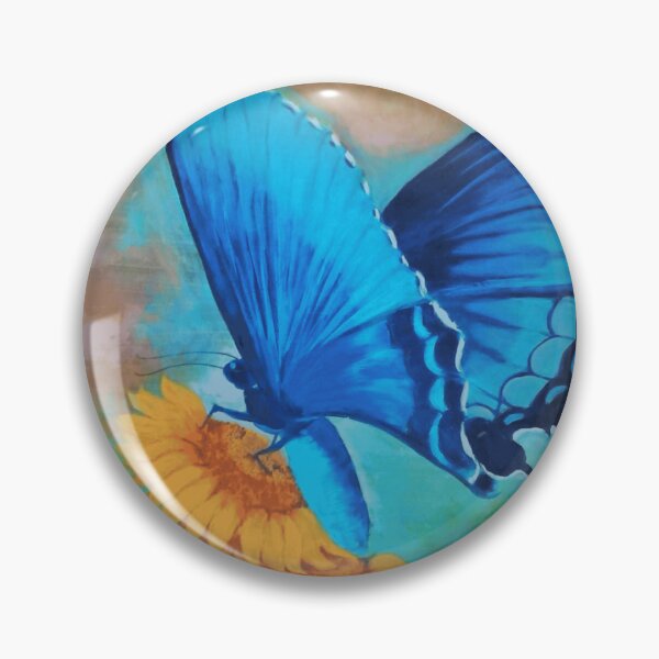 Item preview, Electric Blue Swallowtail Butterfly On Yellow Sunflower Painting designed and sold by ImpastoWild.