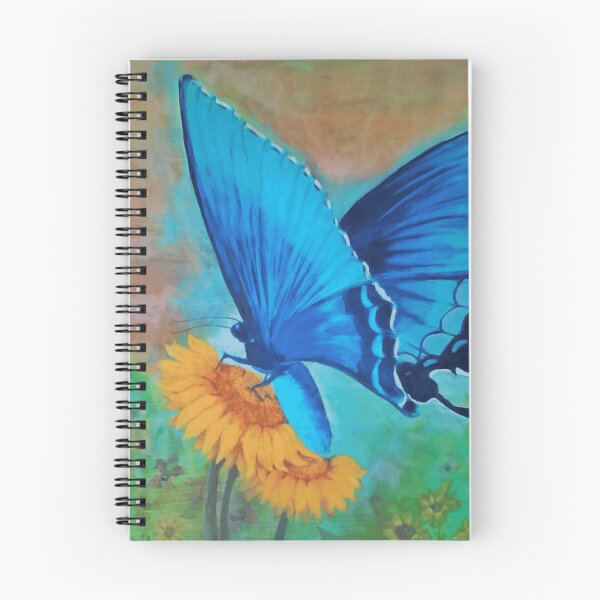 Item preview, Electric Blue Swallowtail Butterfly On Yellow Sunflower Painting designed and sold by ImpastoWild.