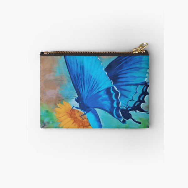 Item preview, Electric Blue Swallowtail Butterfly On Yellow Sunflower Painting designed and sold by ImpastoWild.