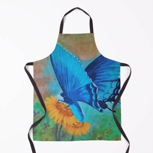 Item preview, Electric Blue Swallowtail Butterfly On Yellow Sunflower Painting designed and sold by ImpastoWild.