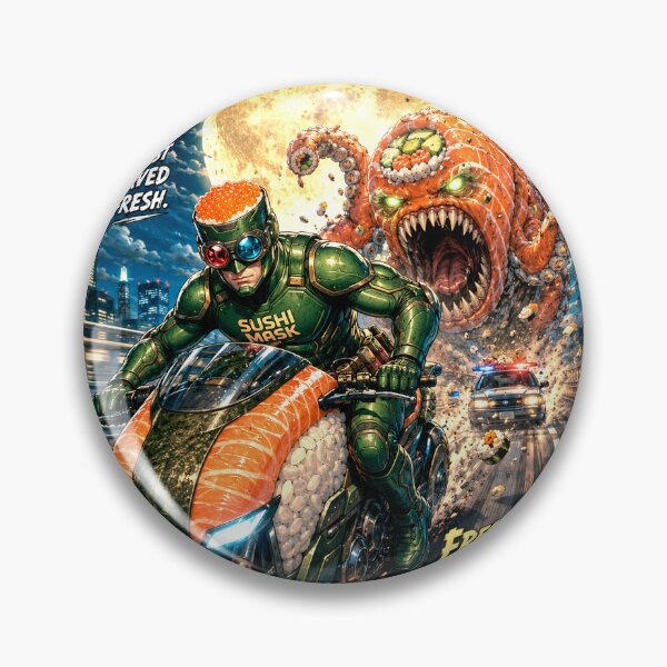 Item preview, SUSHI MASK: Midnight High-Speed Vigilante Pursuit designed and sold by Japan Cyberpunk Universe & Surreal Characters.