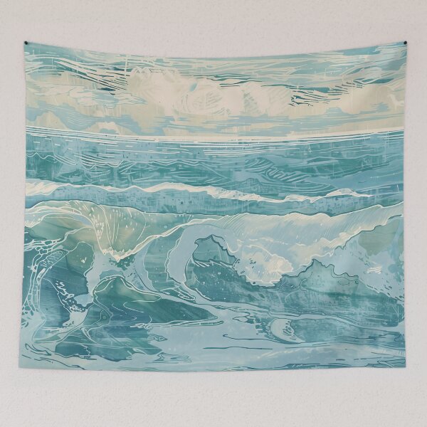 Item preview, Copy of Woodcut, seascape, waves C designed and sold by CrumbBumStudio.