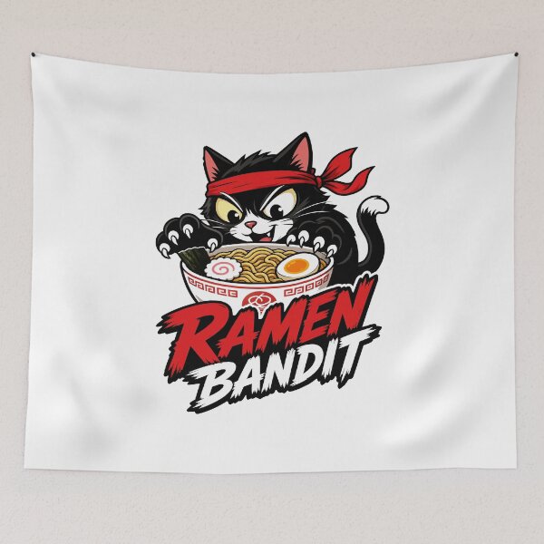 Item preview,  cat eating ramen Ramen Thief Cat | Funny Ramen Bandit | Mischievous Cat T-Shirt designed and sold by Uglyandcute.