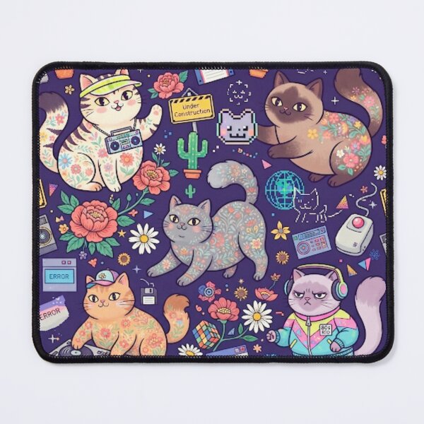 Item preview, Cute Space Cats Retro Gaming Seamless Pattern designed and sold by Iampoji.