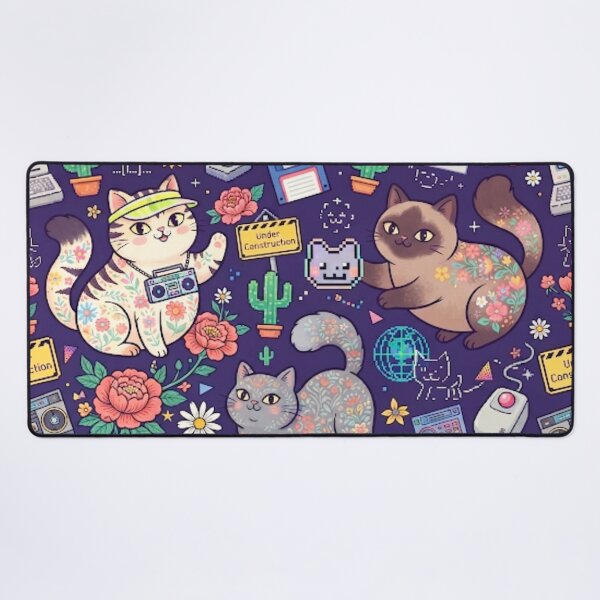 Item preview, Cute Space Cats Retro Gaming Seamless Pattern designed and sold by Iampoji.