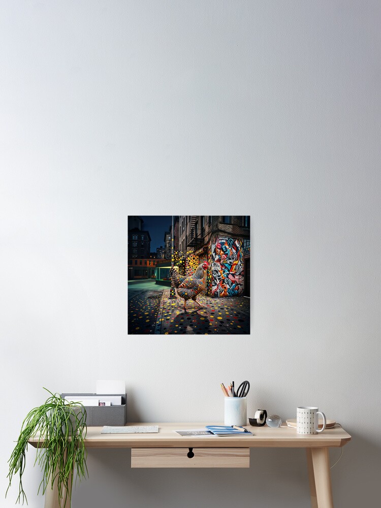 Aperçu 2 sur 3. Poster avec l'œuvre Urban Chicken Street Art créée et vendue par ArtDigitalPhoto.