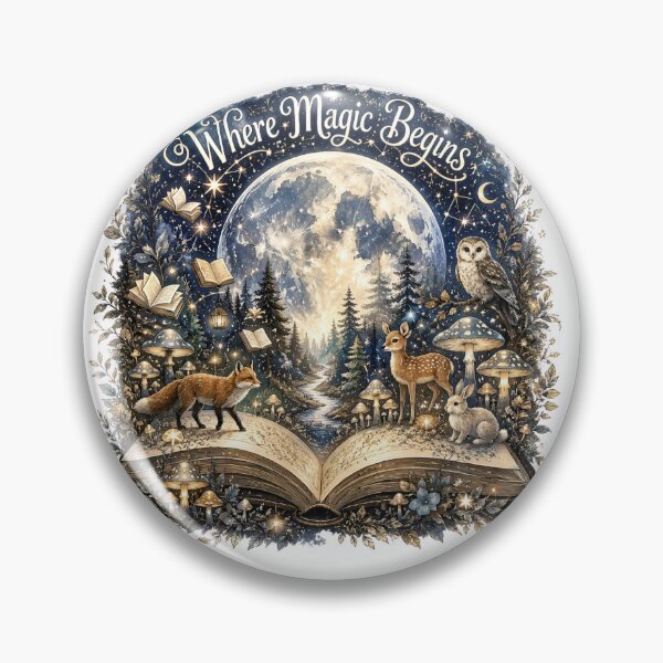 Item preview, Where Magic Begins – Enchanted Moon Book Fantasy designed and sold by Lousa Coloring – Creative Designs for Everyday Life.