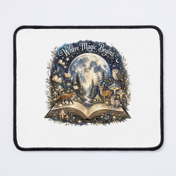 Item preview, Where Magic Begins – Enchanted Moon Book Fantasy designed and sold by Lousa Coloring – Creative Designs for Everyday Life.