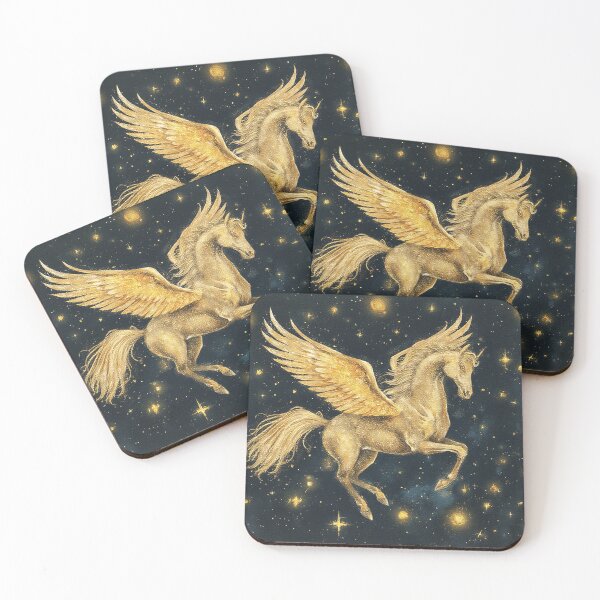 Item preview, Celestial Golden Pegasus Constellation Art designed and sold by StudioForge.