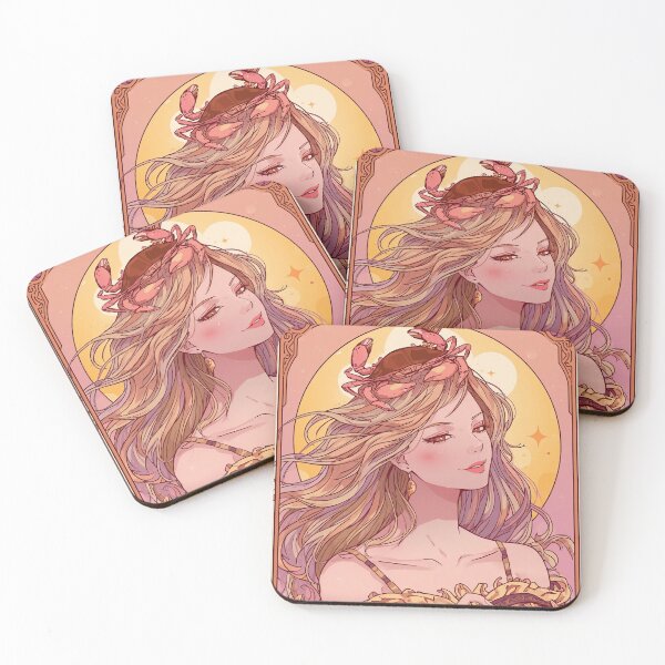 Item preview, Cancer Zodiac Goddess Art | Cancer Energy Celestial Astrology Illustration | Pastel Anime Fantasy Girl | Crab Zodiac Sign | Art Nouveau Horoscope Wall Art | Cancer Birthday Gift designed and sold by RSDigitalPrintDesign.
