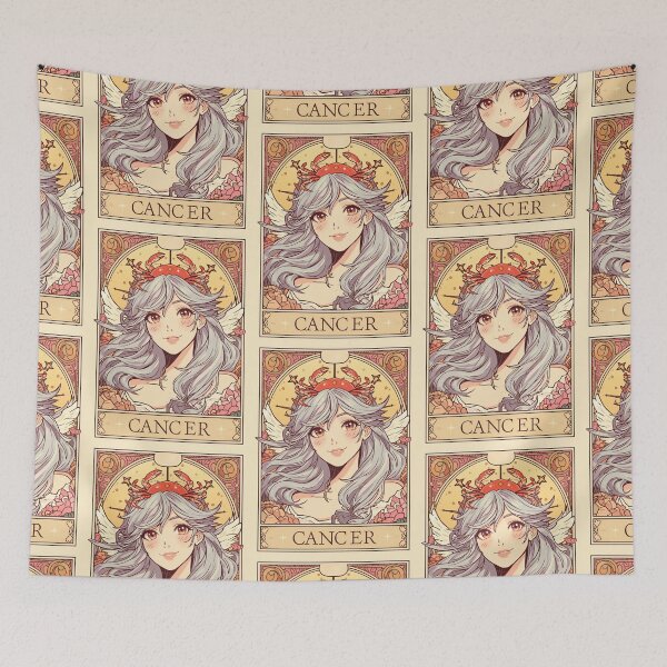 Item preview, Cancer Zodiac Goddess Art | Cancer Energy Celestial Astrology Illustration | Pastel Anime Fantasy Girl | Crab Zodiac Sign | Art Nouveau Horoscope Wall Art | Cancer Birthday Gift designed and sold by RSDigitalPrintDesign.