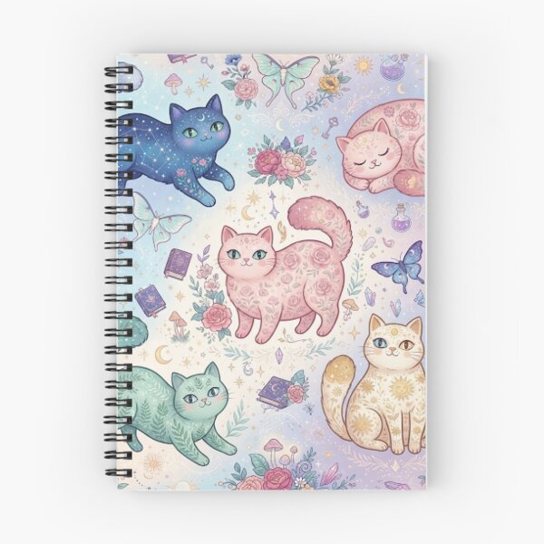 Item preview, Pastel Fantasy Cats with Flowers Seamless Pattern designed and sold by Iampoji.