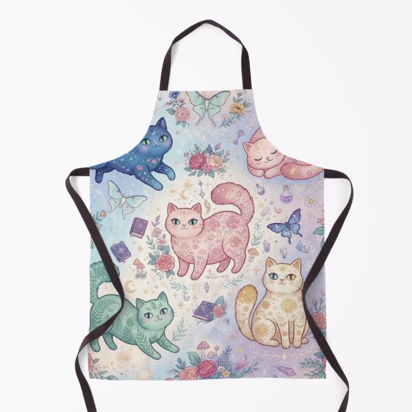 Item preview, Pastel Fantasy Cats with Flowers Seamless Pattern designed and sold by Iampoji.