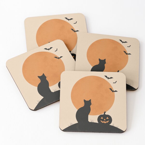 Item preview, Minimalist Halloween Black Cat With Pumpkin  designed and sold by Bara Lune Design .