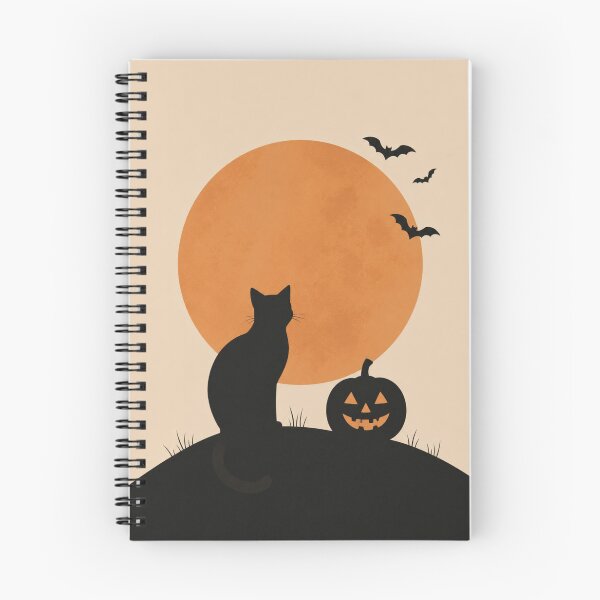 Item preview, Minimalist Halloween Black Cat With Pumpkin  designed and sold by Bara Lune Design .
