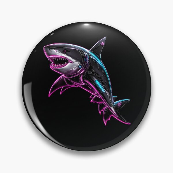 Item preview, Cyberpunk Neon Shark - Electric Cyan Cybercore designed and sold by Artmugic.