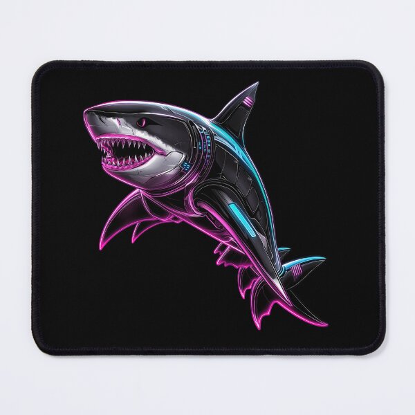 Item preview, Cyberpunk Neon Shark - Electric Cyan Cybercore designed and sold by Artmugic.