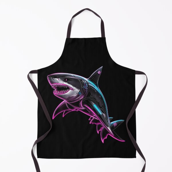 Item preview, Cyberpunk Neon Shark - Electric Cyan Cybercore designed and sold by Artmugic.