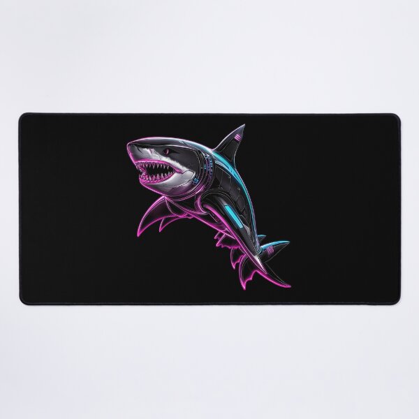Item preview, Cyberpunk Neon Shark - Electric Cyan Cybercore designed and sold by Artmugic.