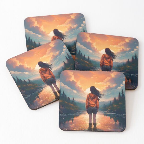 Item preview, Girl looking at the moon at sunset designed and sold by Diwi Zuli.