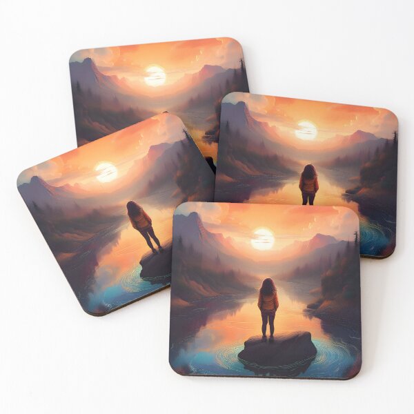 Item preview, Drawing of a girl looking at the moon at sunset designed and sold by Diwi Zuli.
